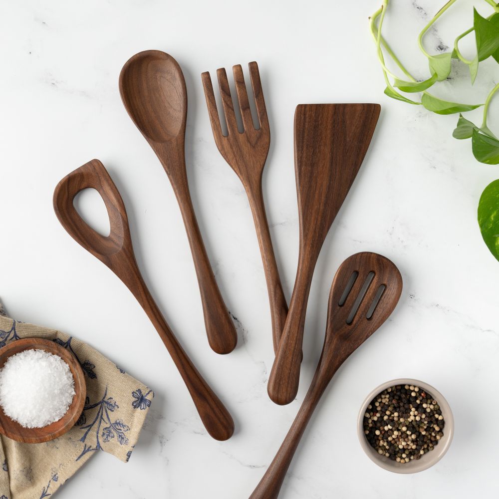 5 Piece Wooden Kitchen Utensil Set